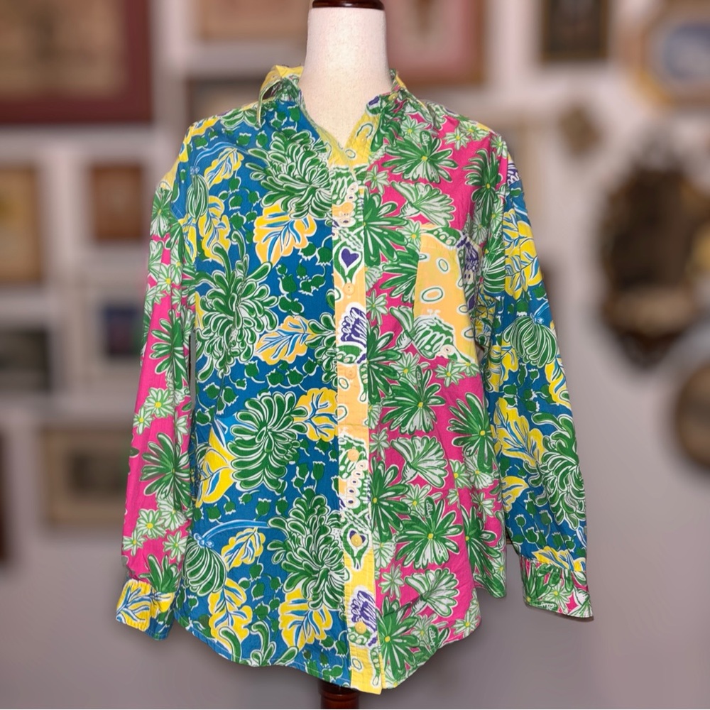 100% Cotton Lilly Pulitzer Multicolor Floral Shirt